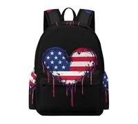 Crying U.S. Heart Flag Casual Travel Backpack for Men Women 16.5 Inch Oxford Cloth Lightweight Basic Daypack