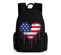 Crying U.S. Heart Flag Casual Travel Backpack for Men Women 16 Inch Lightweight Basic Daypack with Pocket