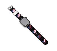 Crying U.S. Heart Flag Printed Silicone Watch Band Compatible with IWatch Waterproof Soft Replacement Strap 38mm/40mm