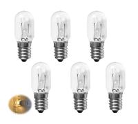 Cryluxial 6Pcs 15W E14 Screw Salt Lamp Bulbs, Mini Wax Warmer Light Bulbs, Small Edison Screw SES Pygmy Bulb, Dimmable Clear E14 Replacement Bulbs for Salt Lamps, Warmers, Night Lights, Fridge