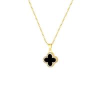 Crymystal Bohemian Style Four Leaf Clover Pendant Necklace for Girls Black Clover Necklace Crystal Clover Necklace Necklace for Women Jewellery Gifts, Zinc Metal, Crystal, gold