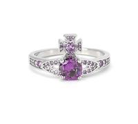 Crymystal Bohemian Style Saturn Pearl Ring White Paved Zircon Ankle Ring Rhinestone Planet Stacked Ring Gift for Mother Wife Girlfriend Valentine's Day Birthday Anniversary, Metal, purple