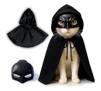 CRYO BOX Black Bat Cat Mask and Cloak, Funny Bat Mask Cloak, Halloween, Clothes and Accessories for Cats