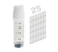 CryoKing Multi-Coded Cryogenic Vials 2.0 ml, 25 Pcs Sterile Cryotubes with White Caps, Polypropylene Cryovials with External Thread for Low Temperature Storage