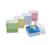 CryoKing Polycarbonate Cryoboxes for Sample Storage, 2 in 25-Well Vial Storage Boxes, Assorted Colors Laboratory Freezer Boxes, 5 Pcs/Pack