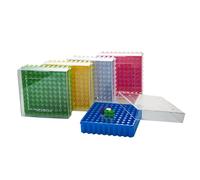 CryoKing Polycarbonate Freezer Boxes for Sample Storage, 2 in 100-Well Cryoboxes, Assorted Colors Laboratory Vial Storage Boxes, 5 Pcs/Pack