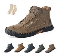 Cryonessa Mens Leather Boots, Comfortable Handmade Leather Boots, Waterproof Arch Support Relief Spacious Toe Box Shoes (Khaki, UK, Adult, Men, 10.5, Numeric, UK Footwear Size System, Medium)