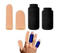 Cryotherapy Finger Ice Sleeves 2Pcs Finger Cold Gel Ice Pack with 2Pcs Silicone Finger Protectors Compression Sleeve Hot Cold Therapy Finger Gel Sleeve for Arthritis Finger Toe Injuries Gout
