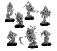 Crypt Ghosts Miniatures Set - 7 Undead Specter Models for Tabletop RPGs | 28mm-32mm Scale Fantasy Figures | DnD, Pathfinder, Wargames | Resin Unpainted Figures for Collectors and Gamers