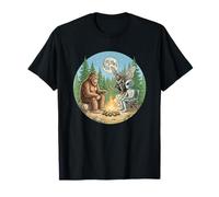Cryptid Bigfoot Alien Mothman Moonlight Camping T-Shirt