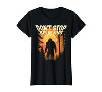 Cryptid Bigfoot Don't Stop Believing Sasquatch Cryptidcore Value Graphic T-Shirt, Women, Black, M