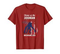 Cryptid Home of The Michigan Dogman T-Shirt, Men, Cranberry Red, X-Large