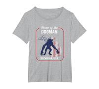 Cryptid Home of The Michigan Dogman T-Shirt, Women's Plus, Heather Grey, 3X