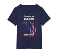 Cryptid Home of The Michigan Dogman T-Shirt, Women's Plus, Navy Blue, 4X