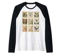 Cryptid Stamp Collection Bigfoot Yeti Mothman Vintage Raglan Baseball Tee