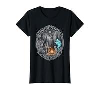 Cryptids Campfire Bigfoot Alien Dragon Mothman Forest Value Graphic T-Shirt, Women, Black, M