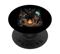 Cryptids Campfire Bigfoot Mothman Forest Camping Legends PopSockets Adhesive PopGrip