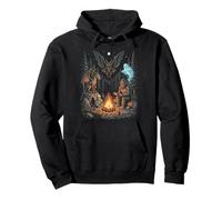 Cryptids Campfire Bigfoot Mothman Forest Camping Legends Pullover Hoodie