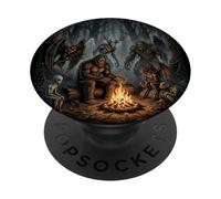 Cryptids Campfire Bigfoot Mothman Forest Camping Night PopSockets Adhesive PopGrip