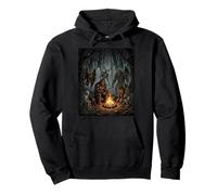 Cryptids Campfire Bigfoot Mothman Forest Camping Night Pullover Hoodie