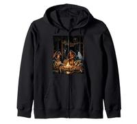 Cryptids Campfire Bigfoot Mothman Forest Gathering Zip Hoodie
