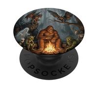 Cryptids Campfire Bigfoot Mothman Forest Lake Camping PopSockets Adhesive PopGrip
