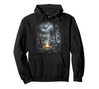 Cryptids Campfire Bigfoot Mothman Forest Lake Legends Pullover Hoodie