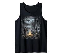 Cryptids Campfire Bigfoot Mothman Forest Lake Legends Tank Top