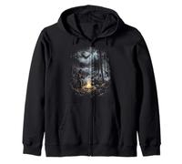 Cryptids Campfire Bigfoot Mothman Forest Lake Legends Zip Hoodie