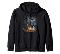 Cryptids Campfire Bigfoot Mothman Lake Monster Night Zip Hoodie