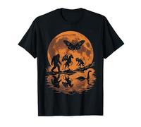Cryptids Moon Scene Bigfoot Loch Ness Mystery Creatures T-Shirt
