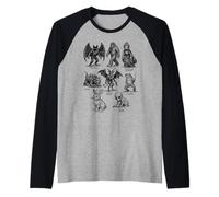 Cryptids Vintage Illustration Cryptozoology Art Raglan Baseball Tee