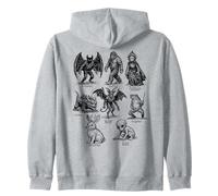 Cryptids Vintage Illustration Cryptozoology Art Zip Hoodie