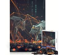 Crypto Bulls Vs Bears 1000 Piece Jigsaw Puzzles for Teenagers Logic Game Accurate Edge Hard Challenge Night Play (38x52cm)