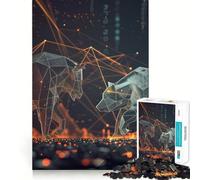 Crypto Bulls Vs Bears 1000 Piece Jigsaw Puzzles for Teenagers Logic Game Accurate Edge Hard Challenge Night Play (38x52cm)
