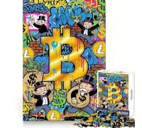 Crypto Money Graffiti Art Jigsaw Puzzles 1000 Pieces for Adults Creative Play Sharp Detail Real Challenge Home Art (38x52cm)