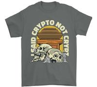 Crypto Not Crypt Funny Cryptocurrency Skulls Mens T-Shirt 100% Cotton Charcoal 3XL