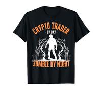Crypto Trader by Day Zombie by Night Funny Halloween Creepy T-Shirt