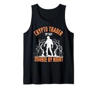 Crypto Trader by Day Zombie by Night Funny Halloween Creepy Tank Top