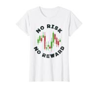Crypto Trader Motivational - No Risk No Reward Stock Trading Value Graphic T-Shirt, Women, White, L