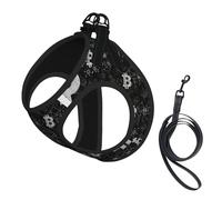 Cryptocurrency Black Money No Pull Dog Harness and Leash Set, Cute Reflective Adjustable Vest for Small Dogs,Breathable Mesh Puppy Harness for Walking Hiking,Small
