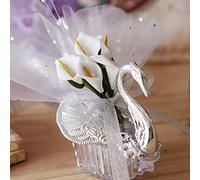 Crysdaralovebi 24pcs New Wedding Favor Boxes Acrylic Swan with Beautiful Lily Flower Wedding Gift Candy Favors Novelty Baby Shower Candy Boxes (White)