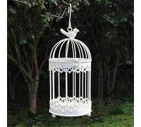 Crysdaralovebi Modern Iron Wrought Metal Birdcage White Small Middle Sets Large Bird cage Decoration Hanging Flowerpot Succulent Plants (S)