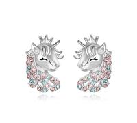Crysdue Unicorn Earrings Multicolor CZ Stud Gift for Granddaughter Sister Niece Birthday Christmas Party