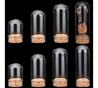 CRYSEU 8pcs Cloche Bell Jar 4 Sizes Glass Display Dome with Cork Base Glass Bottles Dome Decorative Jars Display Case 17/30/35/40ml