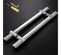 CRYSEU Adjustable Door Handle Push Pull, Double Sided Glass Door Hardware Kit,with Tools, Heavy Duty Large Door Pull Handles(150cm(59"))