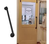 CRYSEU Black Barn Door Handle Exterior, Rustic Iron Grab Bar, Decorative Sliding Barn Door Hardware, Long Door Pull Handle Pipe(80cm (31 1/2"))