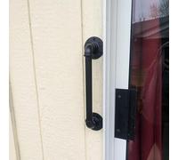 CRYSEU Black Barn Door Handle Exterior, Rustic Iron Grab Bar, Decorative Sliding Barn Door Hardware, Long Door Pull Handle Pipe(40cm (15 3/4"))