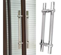 CRYSEU Glass Door Pull Handles Double Sided, Interior Exterior Gate Door Handle Commercial, 24-70 in H Shape Push Pull Door Handle Stainless Steel(100cm(39 3/8"))
