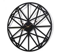 CRYSEU Pendulum Wall Clock, Silent Skeleton Open Face Metal Wall Clock Indoor Garden Black 50x5cm